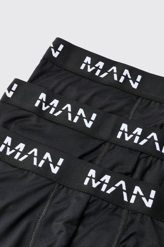 Heren Active Performance 3-Pack Boxers | Black | Size Large