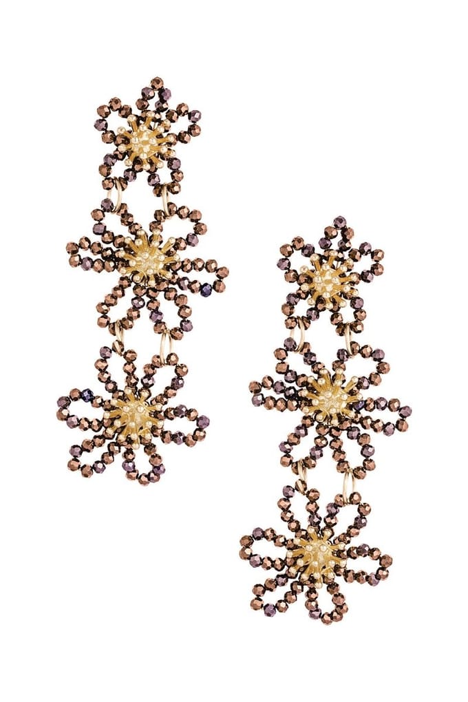 Statement oorbellen - Earrings - Flower Party - Bruin