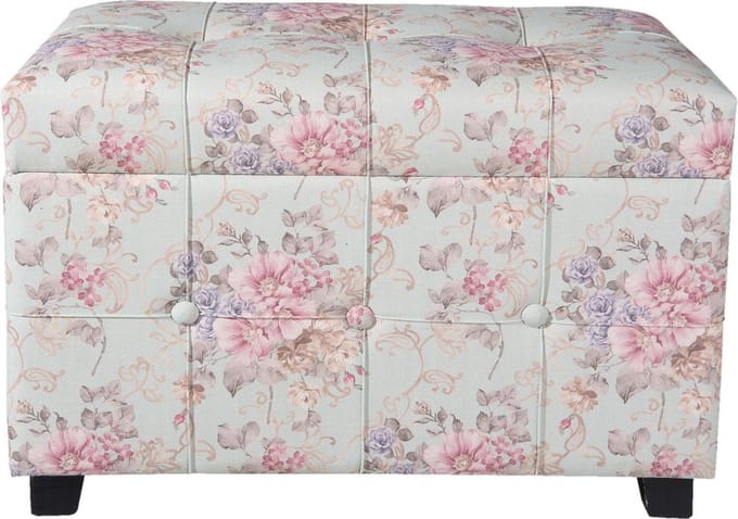 Clayre & Eef Poef 61x37x43 cm Roze Hout Bloemen
