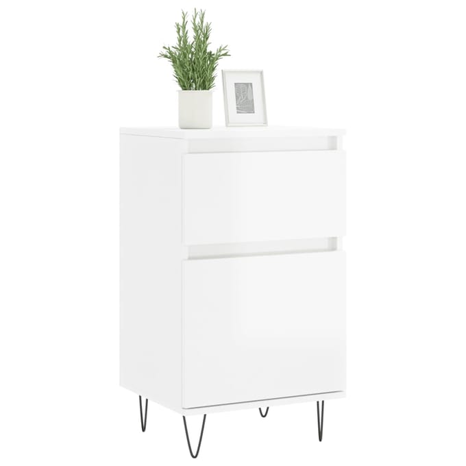 vidaXL - Dressoirs - 2 - st - 40x35x70 - cm - bewerkt - hout - hoogglans - wit