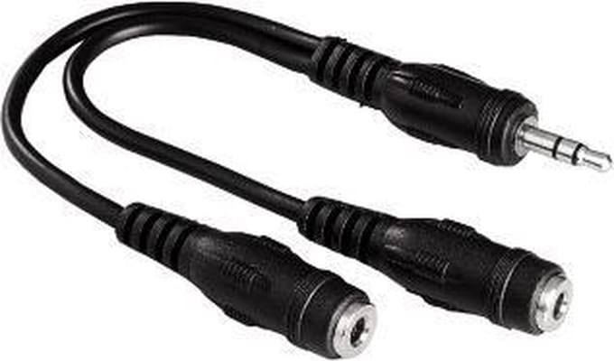 Hama 122381 Adapter Cable - Adapter für Kabel (3.5 mm, 2 x 3.5 mm, männlich/weiblich, Schwarz)