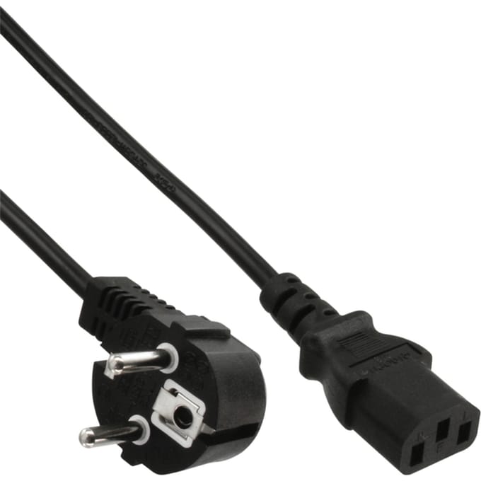 Kabel inLine STROOM C13 recht - CEE7/7 haaks 1 | 8 meter zwart