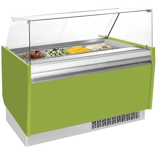 GGM Gastro Eistheke LIAM - 1560mm - Statisch - für 13+13x 5 Liter Eisbehälter - Hellgrün Groen
