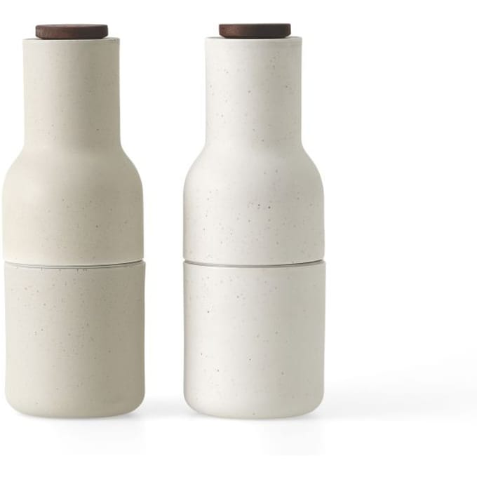 Audo Bottle Grinder Classic molenset - deksel walnoot - geglazuurd keramiek/zand