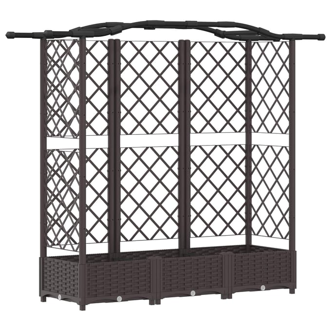 vidaXL Verhoogd Bed met Trellis en Dak Bruin 163 x 40 x 123 cm PP
