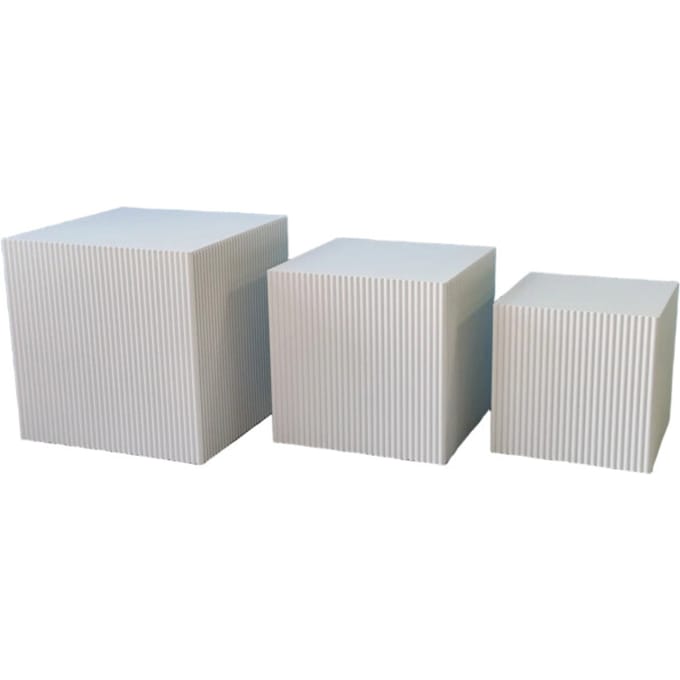 House Vitamin Set of 3 square white mdf side tables / display pedestals – 29, 34 & 40 cm