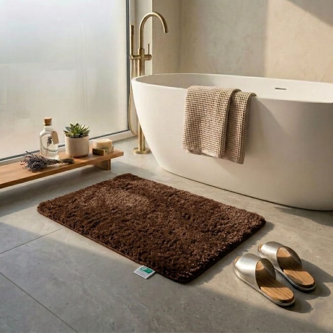 FLOORDIREKT Badmat - Sky Soft - Douchemat - Anti-Slip - Bruin - 60 x 100 cm