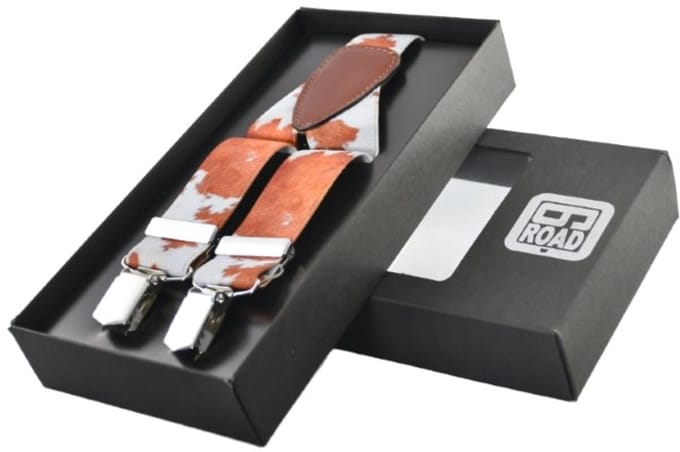 Sixroad bretels - koeienprint camel/wit - 3-clips