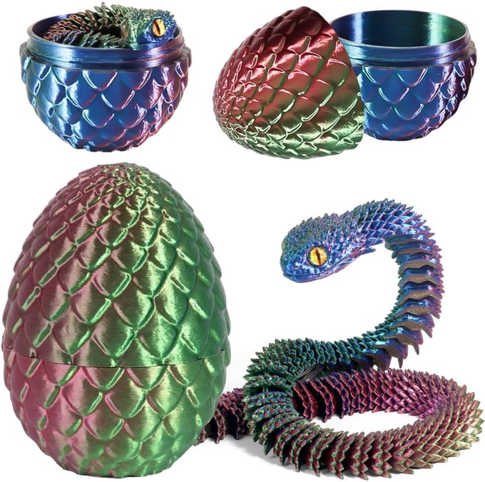 Dailygoods- Drakenei 3D-bedrukt - Speelgoed voor Kinderen - Slang