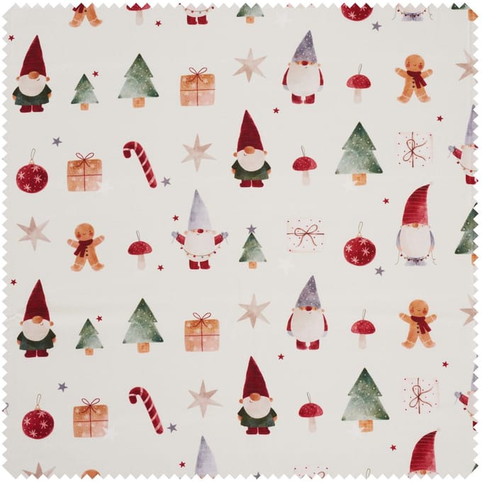 Katoenen stof "Gnome Christmas world"