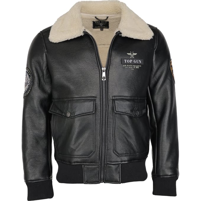 Top Gun imitatieleren jas TG20213035 met imitatiebontkraag