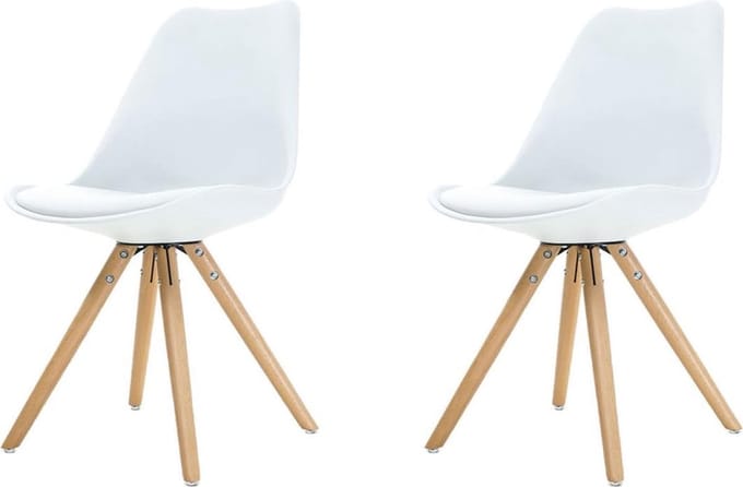 Essence Legno stoel wit - Houten onderstel - Set van 2