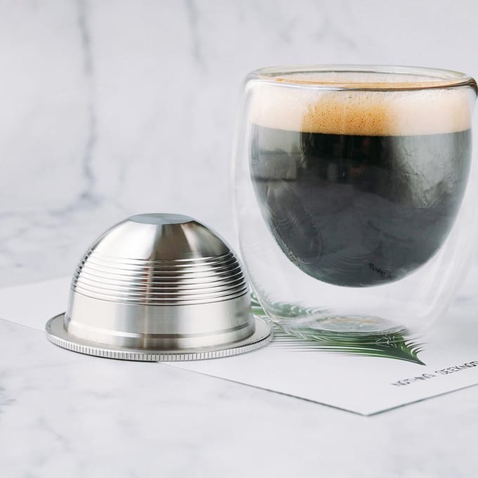 Roestvrijstalen Vulbare Koffiecapsules Herbruikbare Koffiecapsule Cup Filter zilver