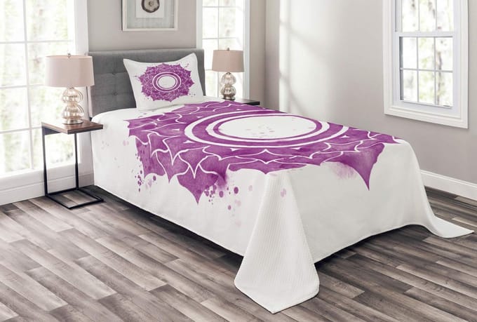 ABAKUHAUS Chakra-set – Slaapdeken-set 170x220 cm, Lila/Wit, Machinewasbaar