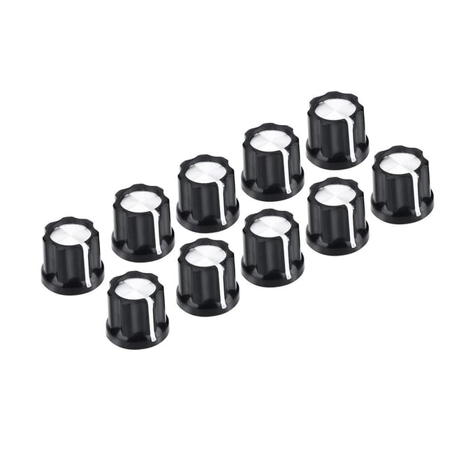 10 stuks Duurzame Potentiometer Volume Toon Knoppen Doppen voor D-vormige As Elektrische Gitaar Bas black