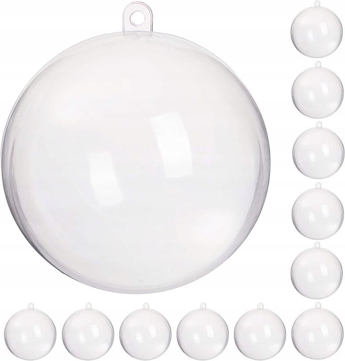 12x Acryl Kerstballen 12cm Transparant, DIY Decoupage, Openbaar