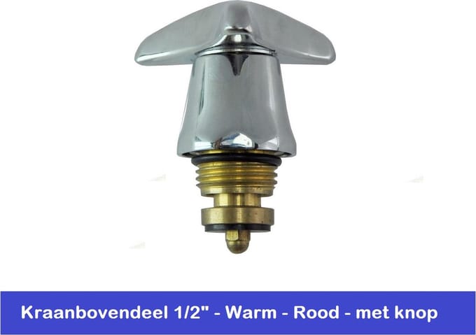 KRAANBOVENDEEL - STERKNOP - 1/2" - WARM / ROOD - SPINDEL MET KNOP