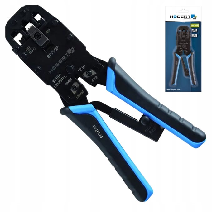 Hogert HT1P170 Krimptang voor RJ Connectoren - 200 mm