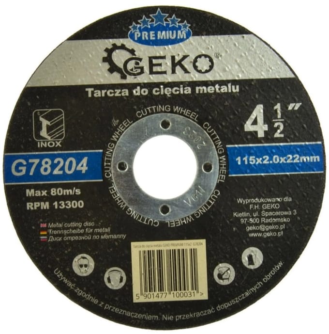 GEKO Metaalschijf - Corundum - Versterkt - 115 mm - 2 mm dikte - 10 stuks