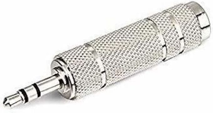 6.35MM Female Naar 3.5MM Male Stereo Audio Jack Adaptor Silver Plated