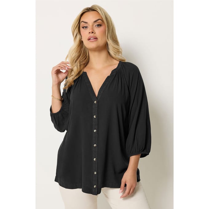 Yours Zwarte Chambray Blouse Size 42