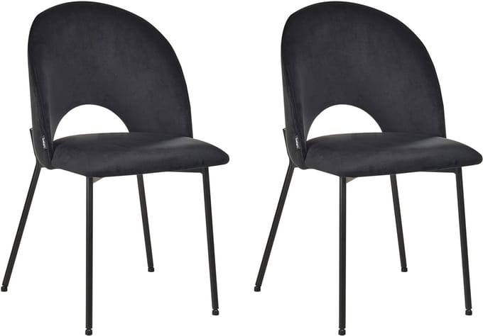 COVELO - Eetkamerstoel set van 2 - Zwart - Fluweel