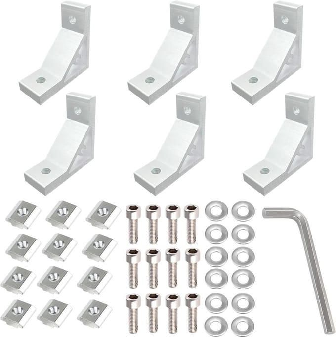 Hoekverbinder 90 graden voor aluminium profielen - 6 stuks