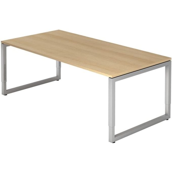 REGO 2E S | Bureau - 200 x 100 Eiken/Zilver Tafelhoogte I In hoogte verstelbaar