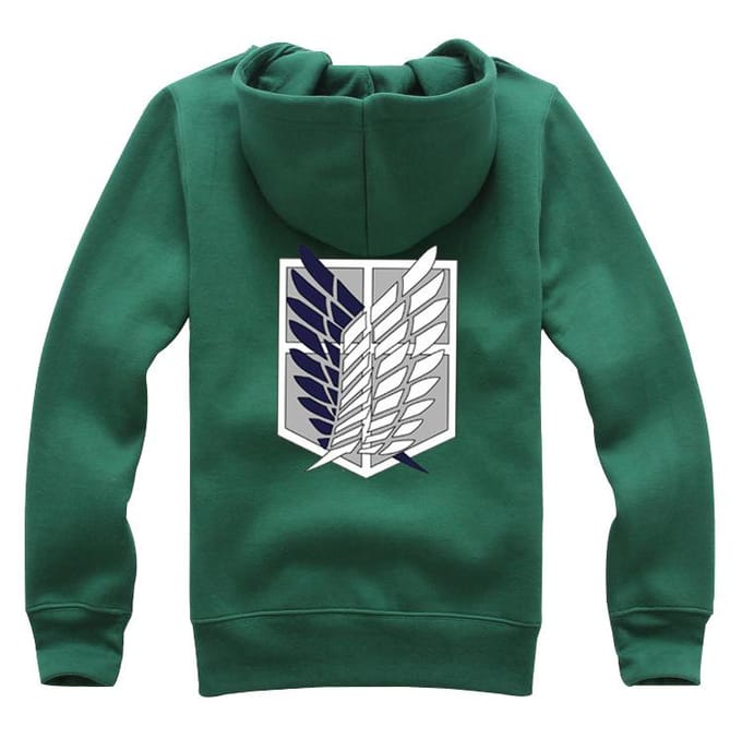 Aanval op Titan Lange mouwen gestreepte hooded sweatshirt Pullover Tops Harajuku XXL groen