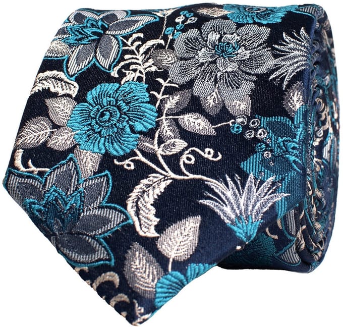 TRESANTI | EJIRO | Zijden stropdas met grote bloemen | Emerald groen