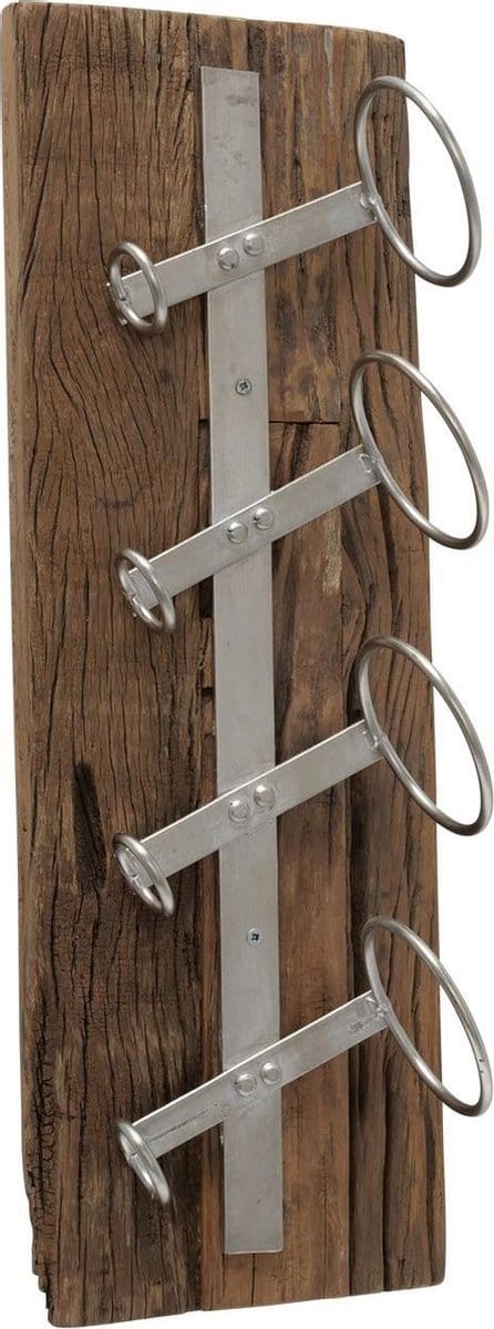 Wijnrek - wand - Hout - Metaal - Staand - 4 fles - 61cm
