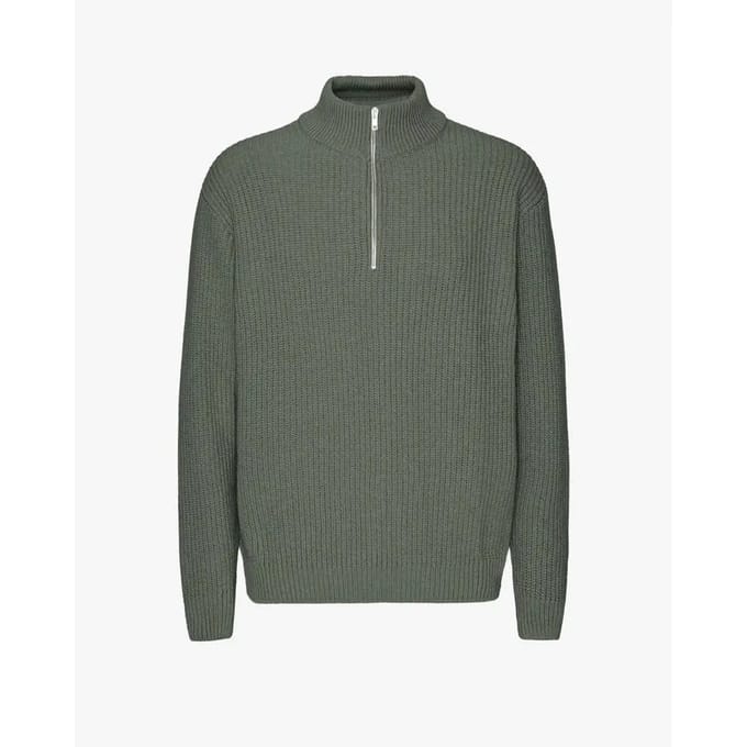 Merino trui 1/4 ritssluiting Colorful Standard Dusty Olive