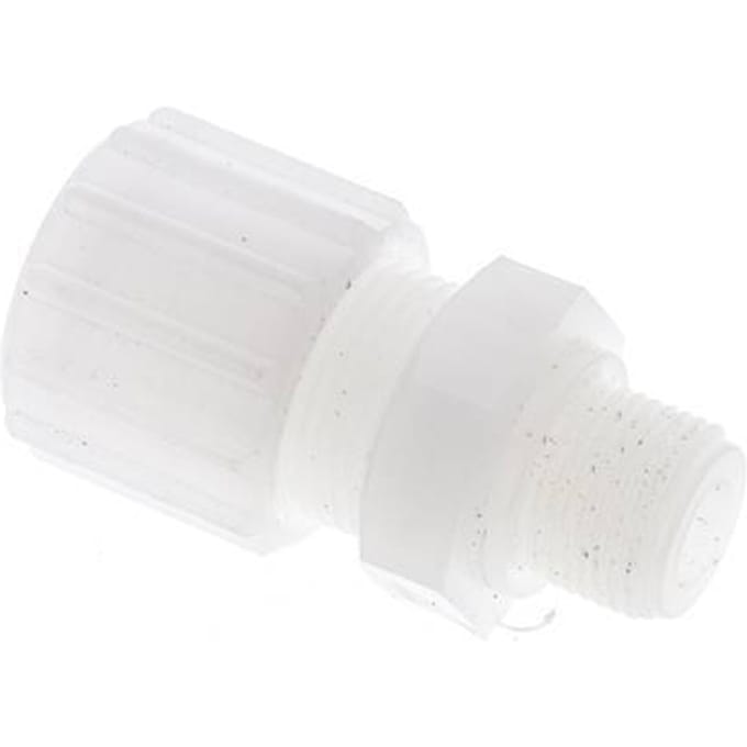 15x9mm & G3/8'' PVDF Rechte Knelfitting Buitendraad 10bar Kunststof en Polyamide