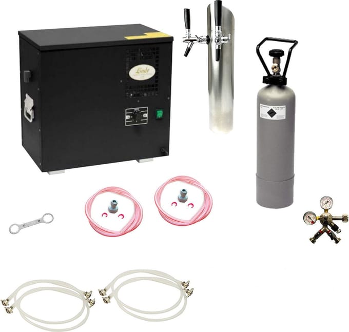 Complete set biertap - AS-40, 2-kraans - Waterbadkoeler - Beertender - Thuistap - Bierkoeler - zonder Fustkoppeling - onderkast