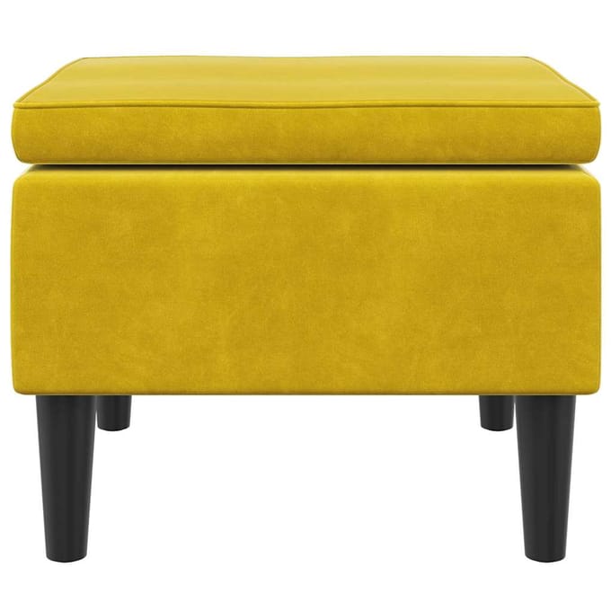 vidaXL - Kruk - met - houten - poten - fluweel - geel