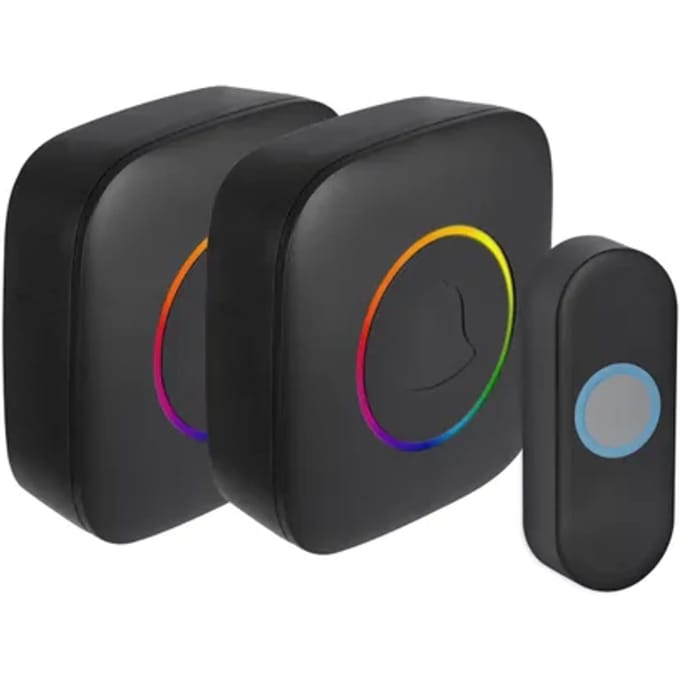 Exin Gong Set - 2 X Batterij - Beldrukker - Rgb Licht - Zwart