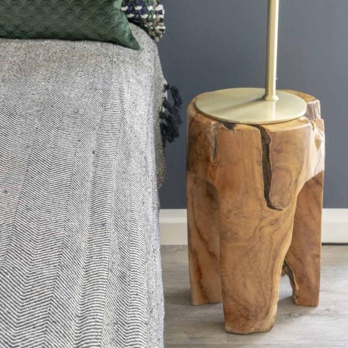 Teak houten bijzettafel Rose - 26x26x40cm