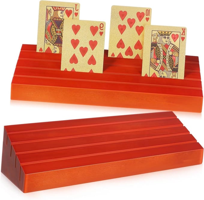 Houten Kaartenstandaard - Kaarthouder Set - Spelkaarten Tonen - Verticale Display - 25cm Lengte - Bruin