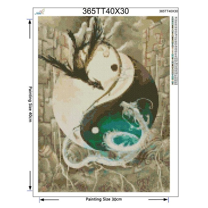 Broderie diamant, Dragon yin Yang, peinture diamant 5d, image complète en point de croix 20X30CM black
