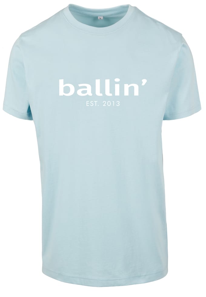 Heren Tee SS met Ballin Est. 2013 Regular Fit Shirt Print - Blauw - Maat S