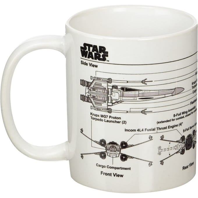 Star Wars X-Wing Gevechtersschets Mok (Wit/zwart)