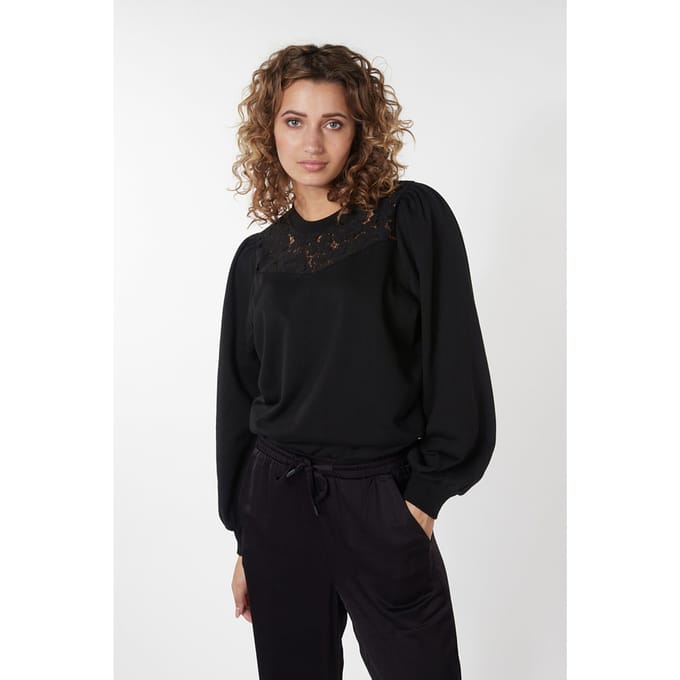 EsQualo Sweater Lace Black Größe: S | Pullover Outlet | Damen | Schwarz