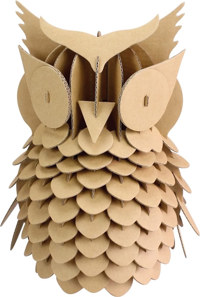 3D Model Karton Puzzel - Uil Vogel - DIY Hobby Knutsellen - 20x25cm