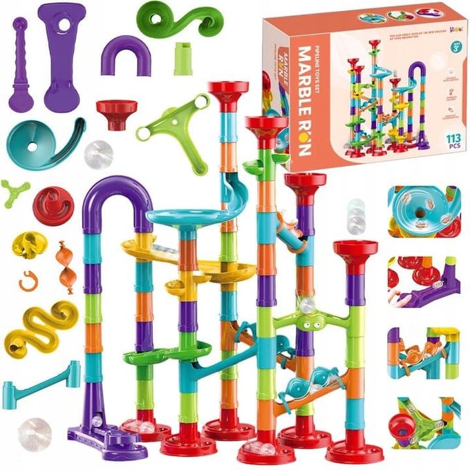 Kruzzel 110-delige Kogelbaan Glijbaan Set - Creatief en Educatief Speelgoed