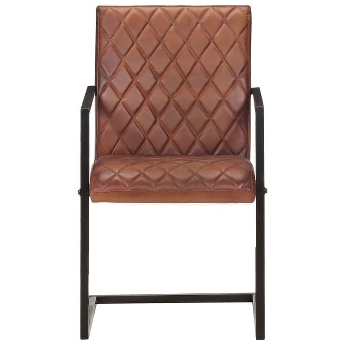 vidaXL - Eetkamerstoelen - 2 - st - echt - leer - bruin