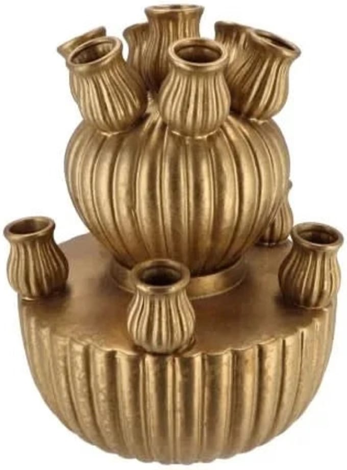 Daan Kromhout - Vaas- Tulpenvaas - Amsterdam - Bubbles - 24x31cm - Goud - Keramiek