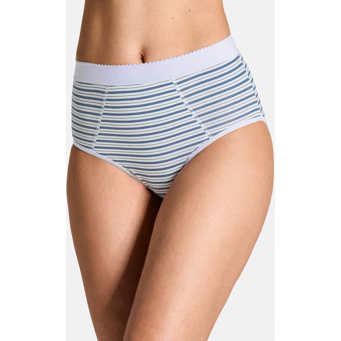 Set katoenen heupslips - blauw / wit / gestr. - Gr. 38 van Goldner Fashion