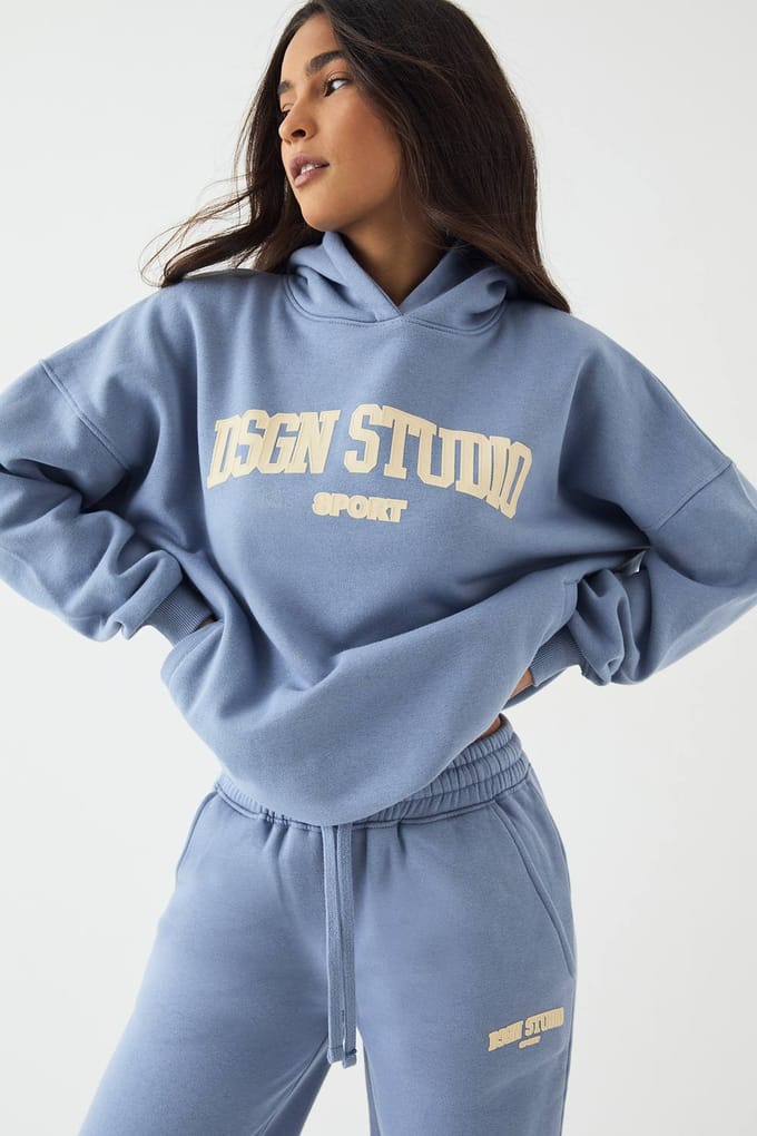 Dames DSGN Studio Oversized Hooded Trainingspak | Blauw | Maat: Small