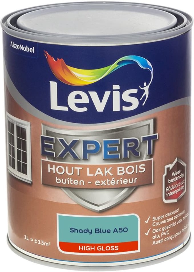 Levis - Expert Hout Lak Buiten High Gloss Mix - Shady Blue A50 - Mengverf - 1 L