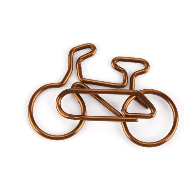 20 stuks Metalen Fietsvormige Paperclips Koffiekleur Bladwijzer Kantoor School Schrijfwaren Clip brown